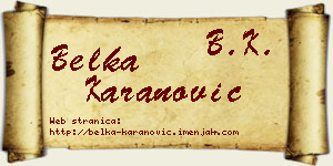 Belka Karanović vizit kartica
